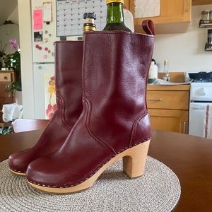 Swedish Hasbeens Burgundy Mid-calf boots, 39